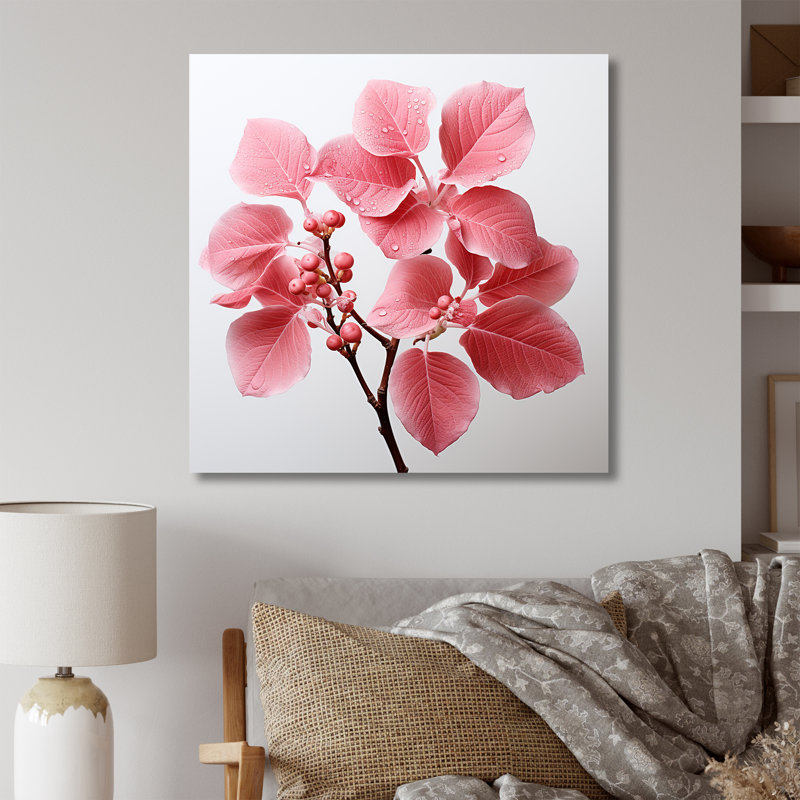 «Pink Leaves Rose Radiance» sur toile, Toile tendue, H 36 po x l 36 po