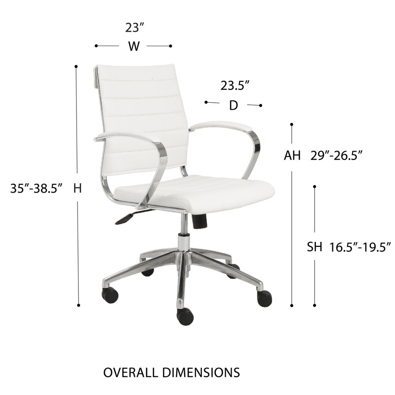 Rossie Task Chair, White Faux Leather, Fixed