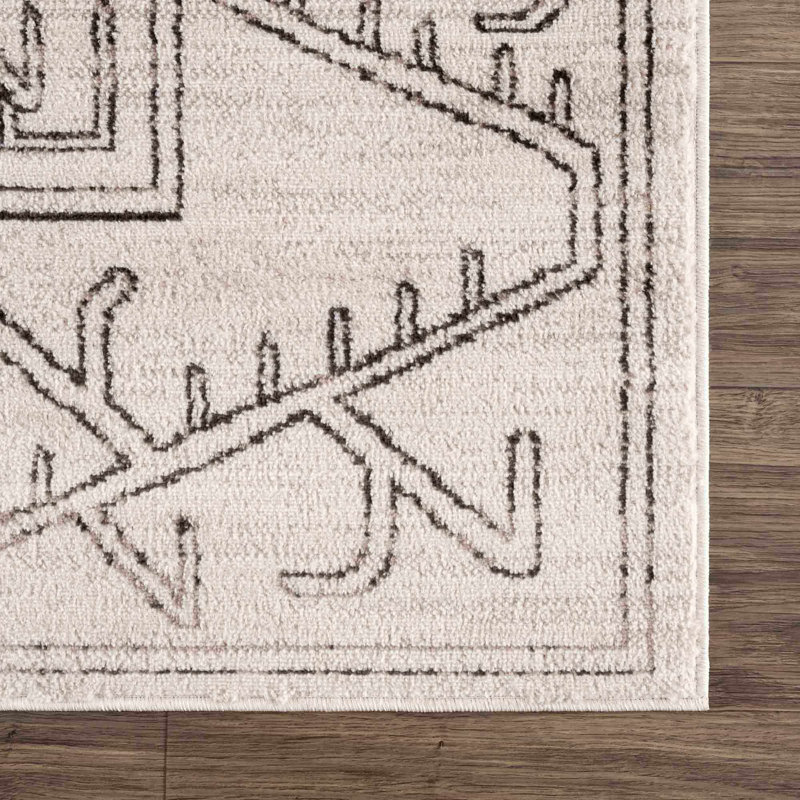 Divyar Southwestern Beige Area Rug, Rectangle 5'3" x 7'