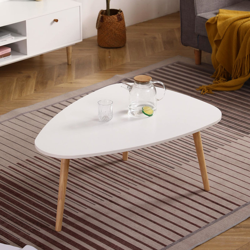 Oval Coffee Table 900, White + Oak, Stylish For Everyday Use Modern Spacious Living Room Piece