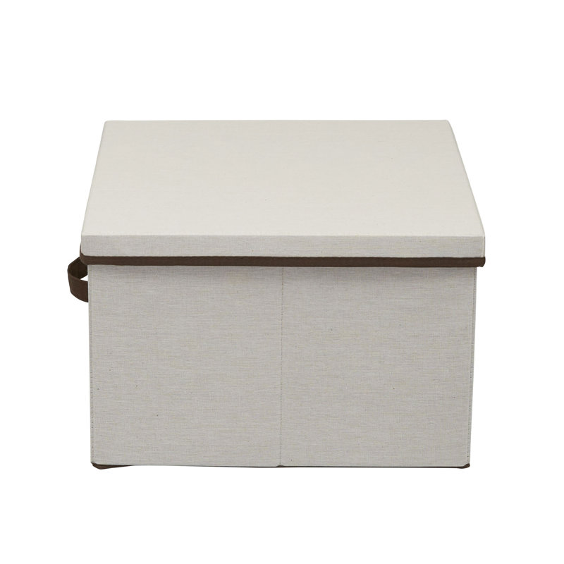 Natural Canvas Collapsible Fabric Storage Box with Lid