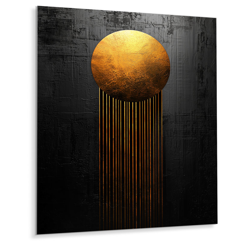 Lune sans limite dorée et noire - rêverie III - art mural géométrique abstrait, H 20 po x l 12 po
