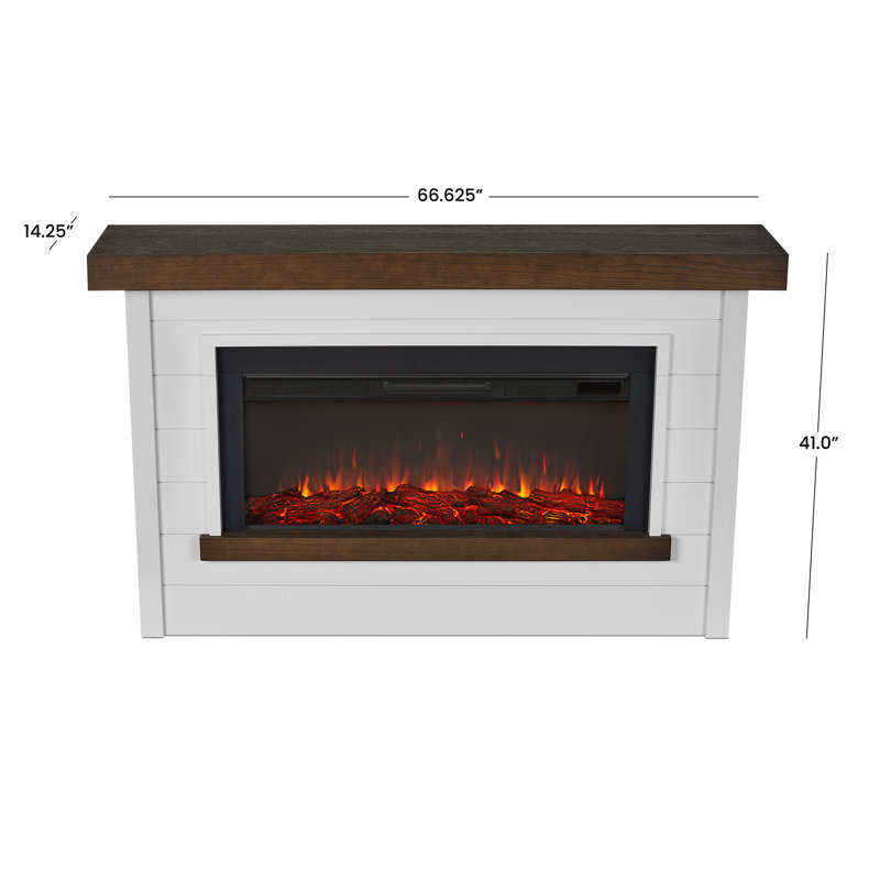 Bernice 67" White Electric Fireplace with Mantel