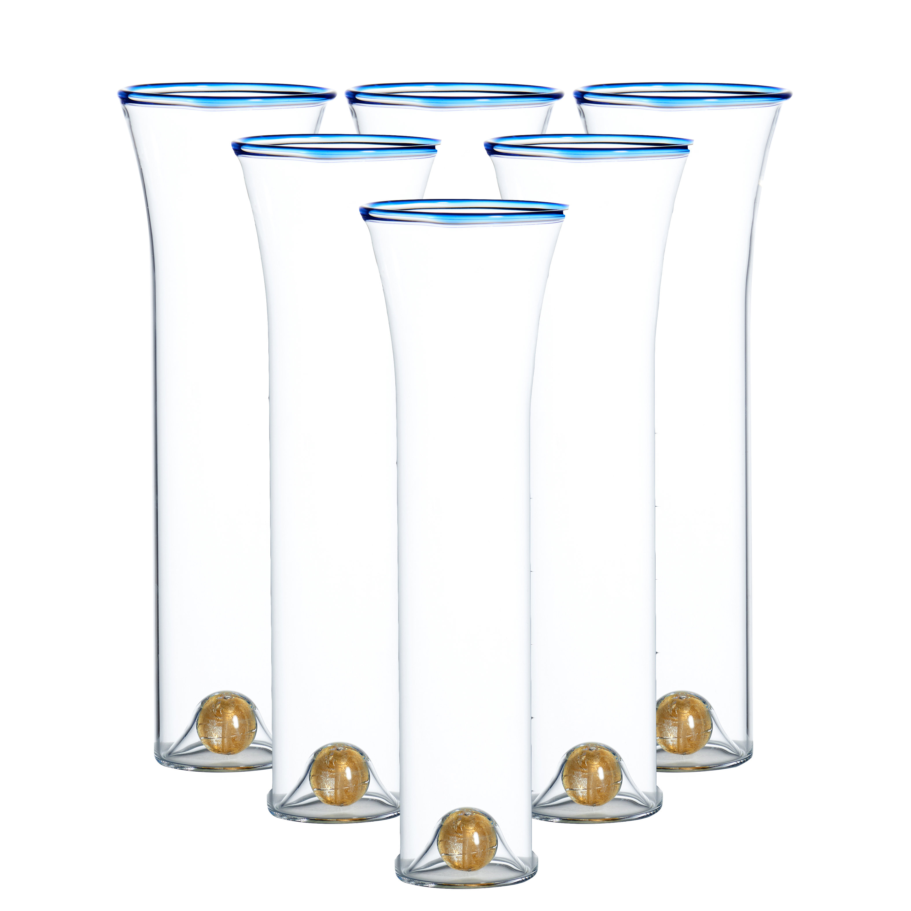 Abigails Golden Globe Champagne Set, Blue Trim, Set of 6 | Wayfair