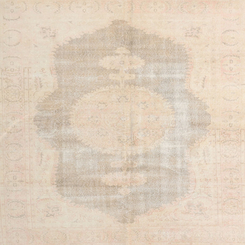 Tapis crème/beige traditionnel Chih, Carré 5 pi