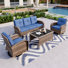 Four Pieces Rattan Outdoor Conversation Set With Swivel Lounge Chairs