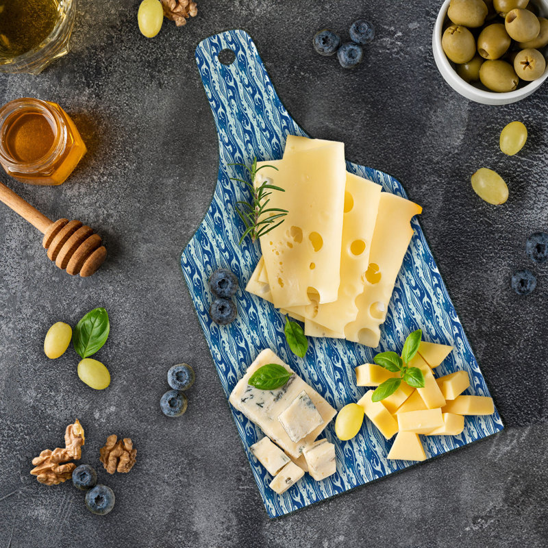 Planche à découper en verre trempé bleu et blanc Ambesonne