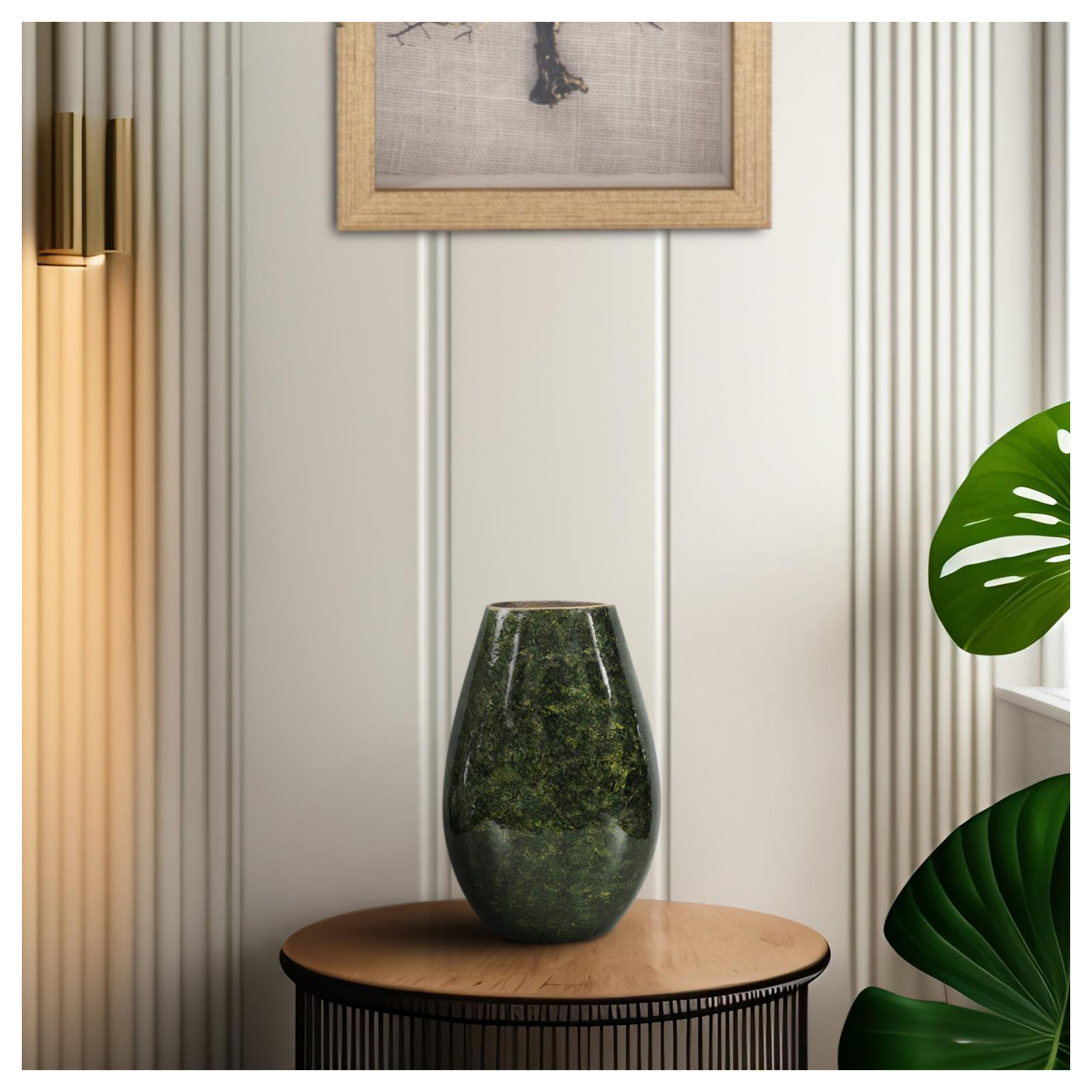 Renaldi Emerald Gold Torpedo Vase- Medium, 13" H x 8" W x 5" D
