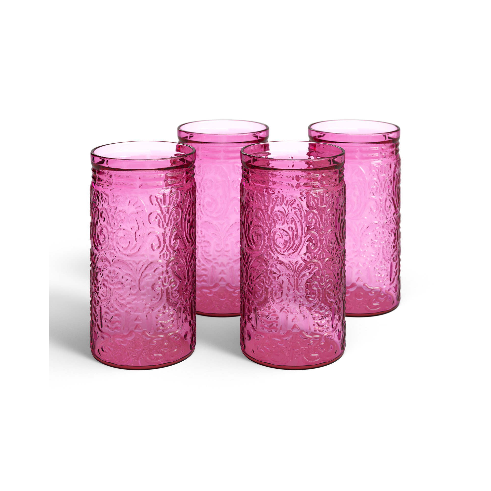 Jax Glass Highball 14 oz, 4, Hot Pink