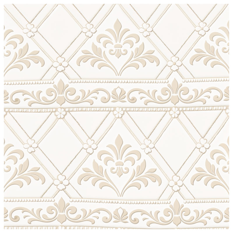 Rideau de douche beige à motif damassé extra long, 70in W x 72in H