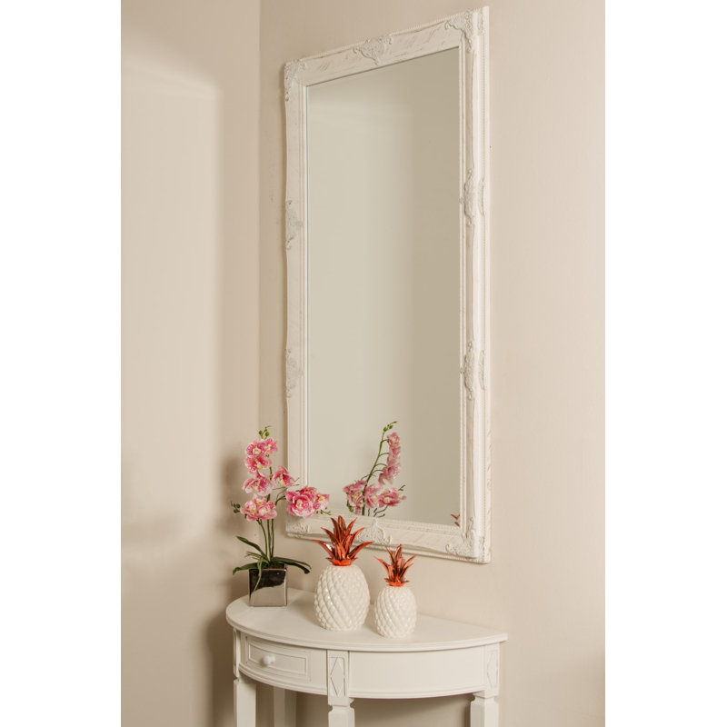 Kellison Wood Flat Mirror, White, 132cm H x 72cm W x 7cm D