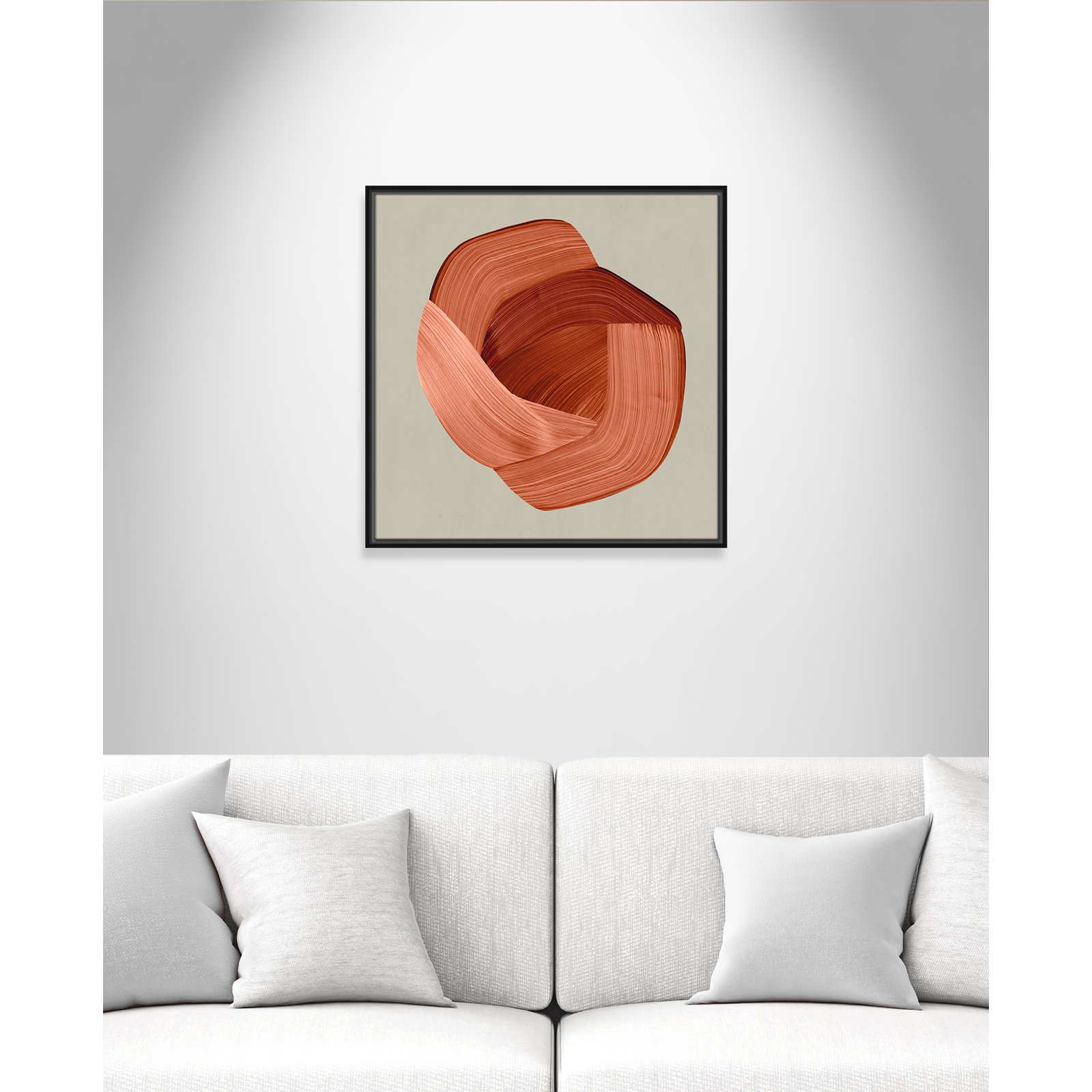 Thormond "Crema" Painting, Black Framed, 25.5" H x 25.5" W x 2" D