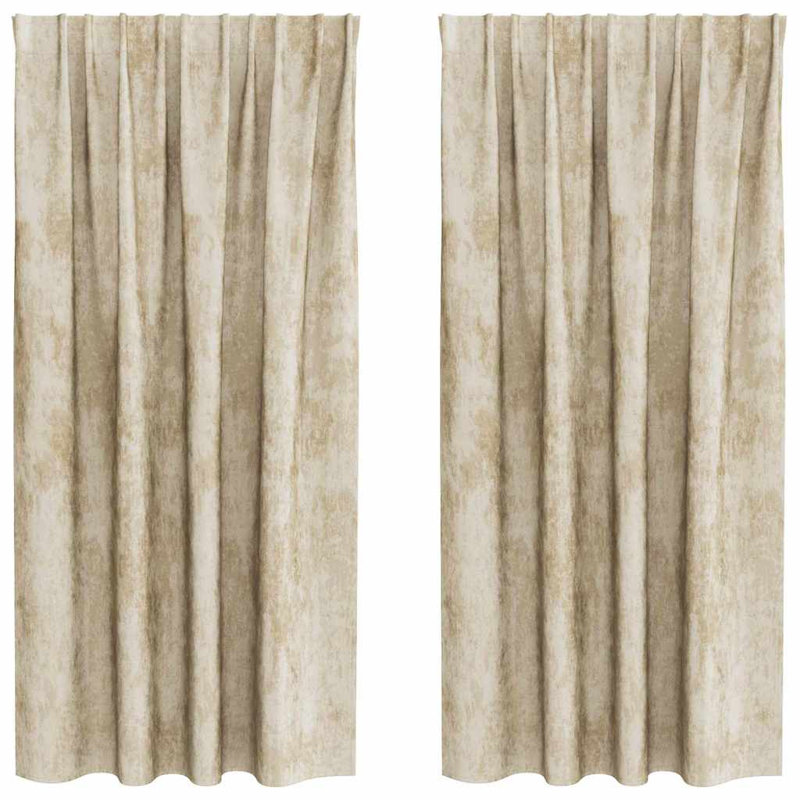 Curtain With Curtains 2 Pcs Velvet, Cream, 140cm Width x 175cm Drop