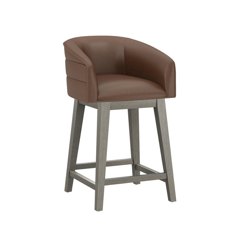 Tabouret pivotant en bois Cleland, Grey, Brown