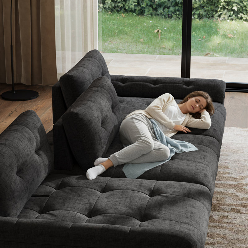 Canapé modulaire modulaire 79 po avec rangement Cowles, Gris foncé