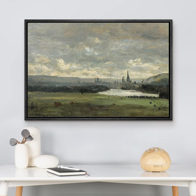 "IDÉE4WALL", reproduction d'art sur toile encadrée, tempête pastel, vallée, lac, paysage, nature sauvage, illustrations, beaux-arts, décoration rustique multicolore pour le salon, la chambre à coucher, le bureau, impression sur toile