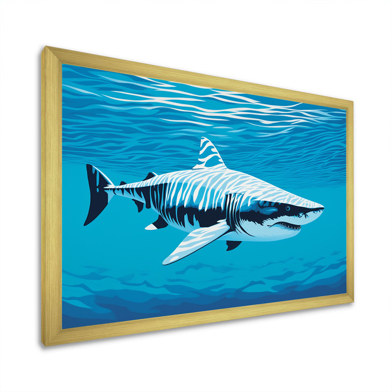 " Tiger Shark Territory ", Gold Single Picture Framed, 30" H x 40" W x 1.5" D