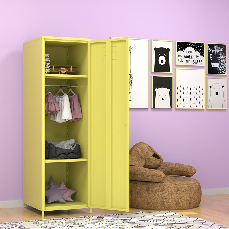 Armoire de rangement à une porte en acier jaune (armoire)