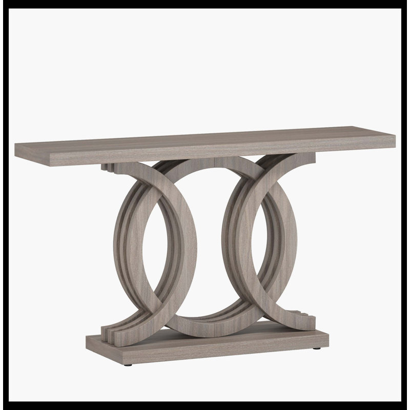 Farmhouse Console Table, 55" Hallway Sofa Table With Geometric Base