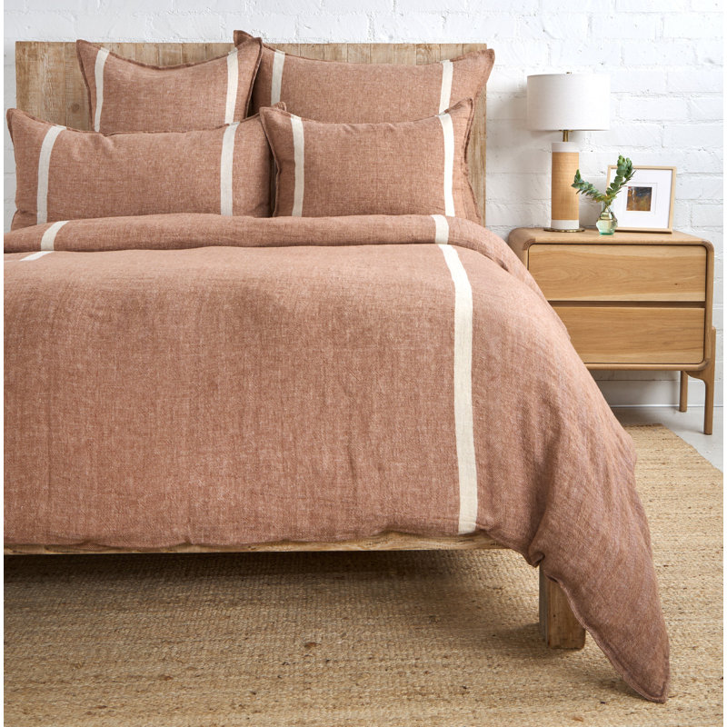 Taie décorative 100% lin Rory Herringbone, Rouge, Européen