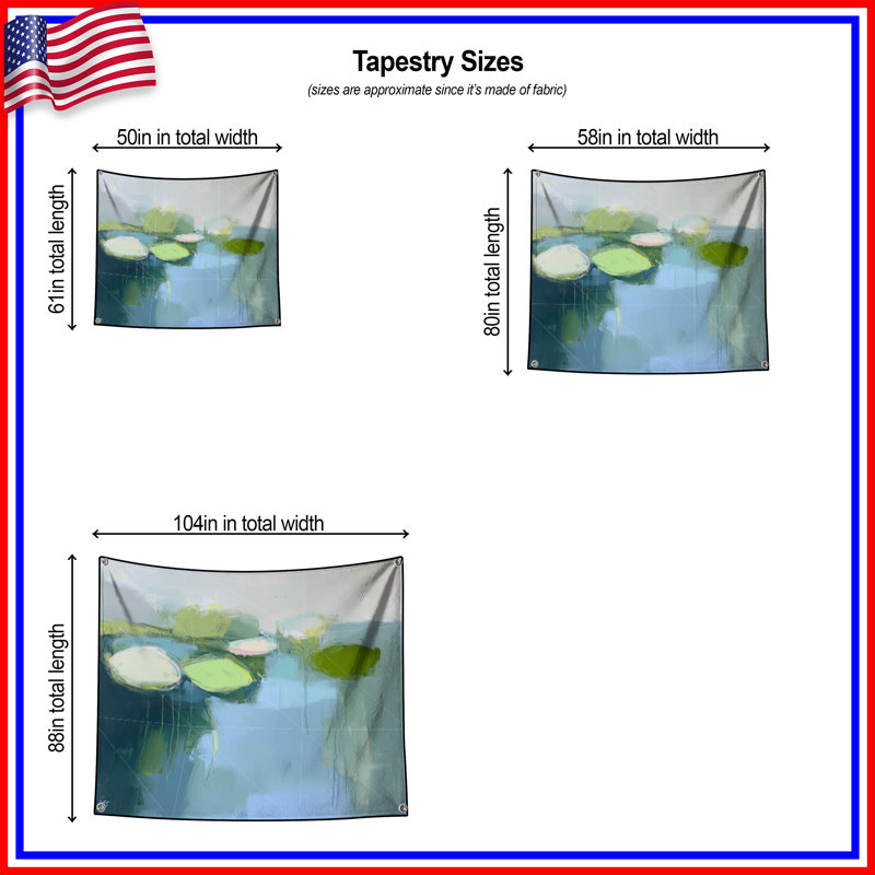 Tapisserie murale Lily - Décoration murale nature, H 104 po x 88 avec 4 œillets