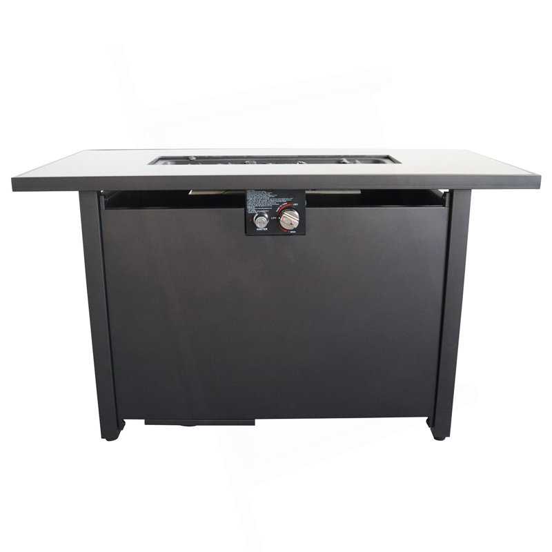 Table de foyer d'extérieur en acier de 25 po H x 42 po avec couvercle (noir), Brun