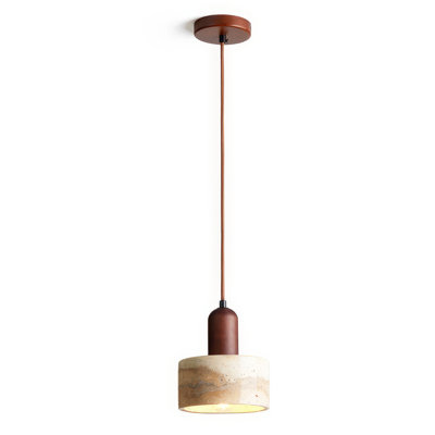 Modern Natural Stone And Wood Pendant Light