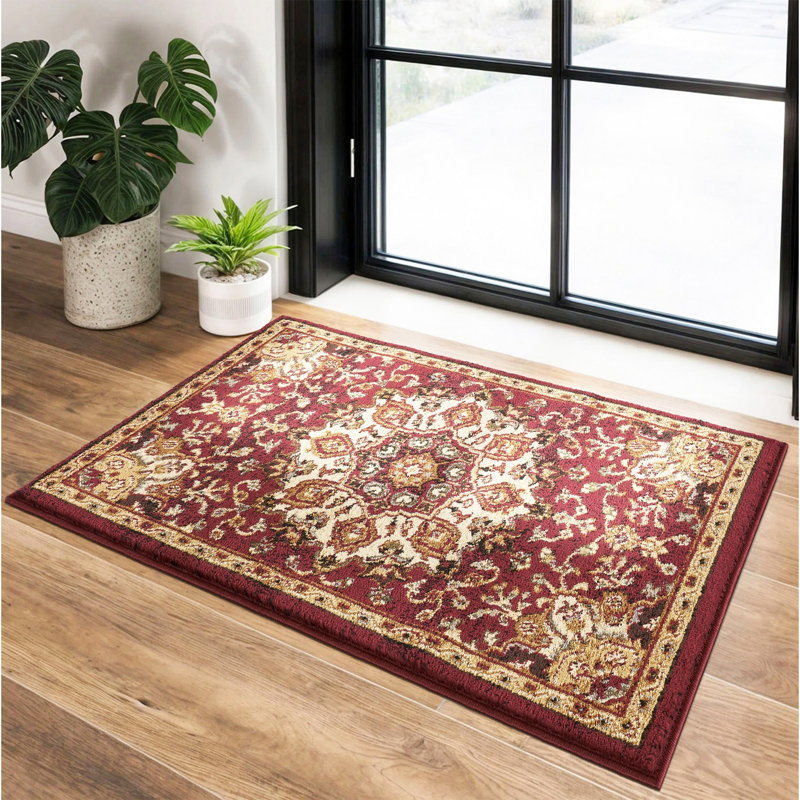 Contemporary Indoor Area Rug, Red, Rectangle 2' x 3'