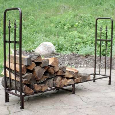 Maghull Indoor or Outdoor 6' Traditional Decorative Steel Firewood Log Rack - Black