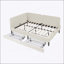 Lit plateforme tapissier pleine grandeur réglable en velours avec 2 tiroirs de rangement, beige-343602991