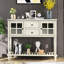 Buffet avec structure en bois massif et tiroirs - Finition grise dans un intérieur spacieux et antique-1091676540