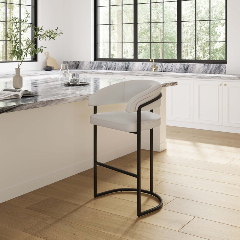 Tabouret de bar Augusta, Blanc, Tabouret de bar 29,7 po