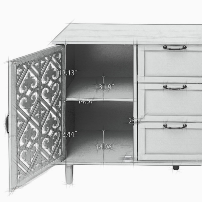 Armoire de rangement, armoire 2 portes avec 3 tiroirs, Dark Green