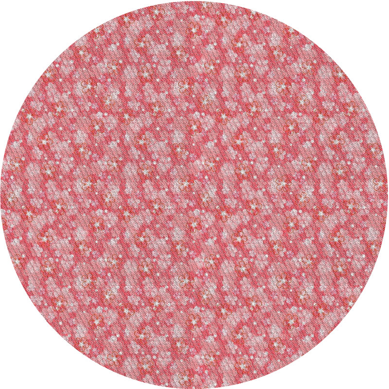 Tapis rouge/blanc à motifs Bearcreek, Rond 8 pi