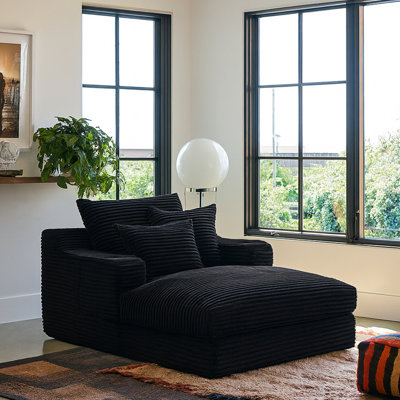 Oversized Chaise Lounge Chair With Cup Holders – Cushioned Compression Sofa
