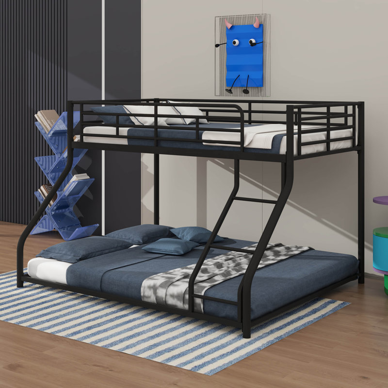 Durable Twin XL Over Queen Metal Drop-Down Bunk Beds