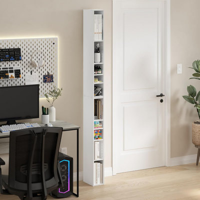 Bibliothèque blanche à 10 niveaux, bibliothèque de rangement peu encombrante pour la maison, le bureau, la chambre à coucher ou le salon