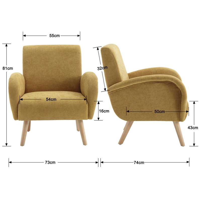 Rew Modern Upholstered Accent Chair Armchair Fabric Reading Living Room Side Chair, Geib