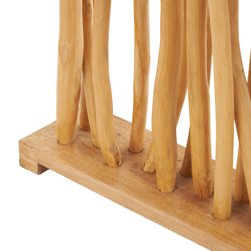 Paravent en bois de teck brun clair fait à la main avec cloison brute