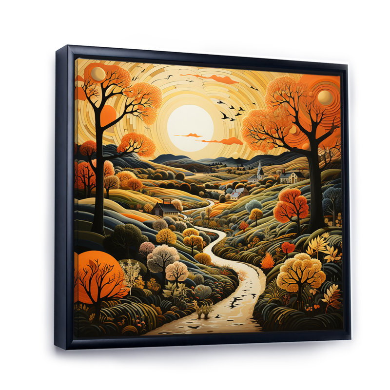 Countryside Autumn Orchards Painted II - Landscapes Wall Art Prints, H 30 po x l 30 po x P 1 po, Cadre flottant noir