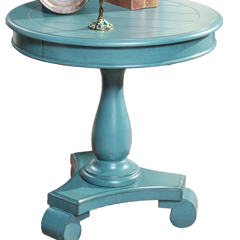 Table d'appoint bleu sarcelle - spacieuse et élégante, 26 po de diamètre, H 26,5 po, conception pratique en bois, X 26,5 po