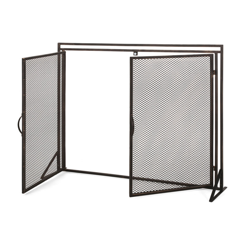 Écran de foyer en fer mat fabriqué à la main - H 30,15 po x l 40,36 po, option