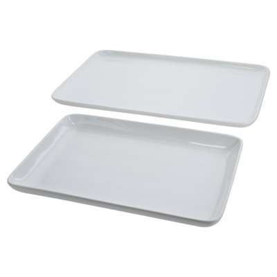2-Piece, Vail Rectangular Platter Set, Rectangular Platter, 13", Rectangular Platter, 16", White