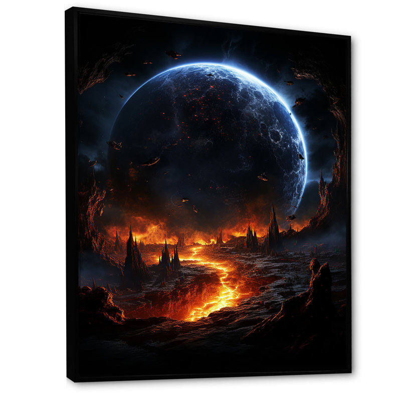 Art mural mural «Black Comets In Galaxy III», Cadre flottant noir, H 44 po x l 34 po x P 1,5 po