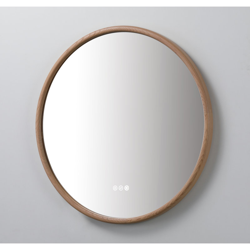 Zen LED Mirror, 35.43" x 35.43", Whitewash, Round