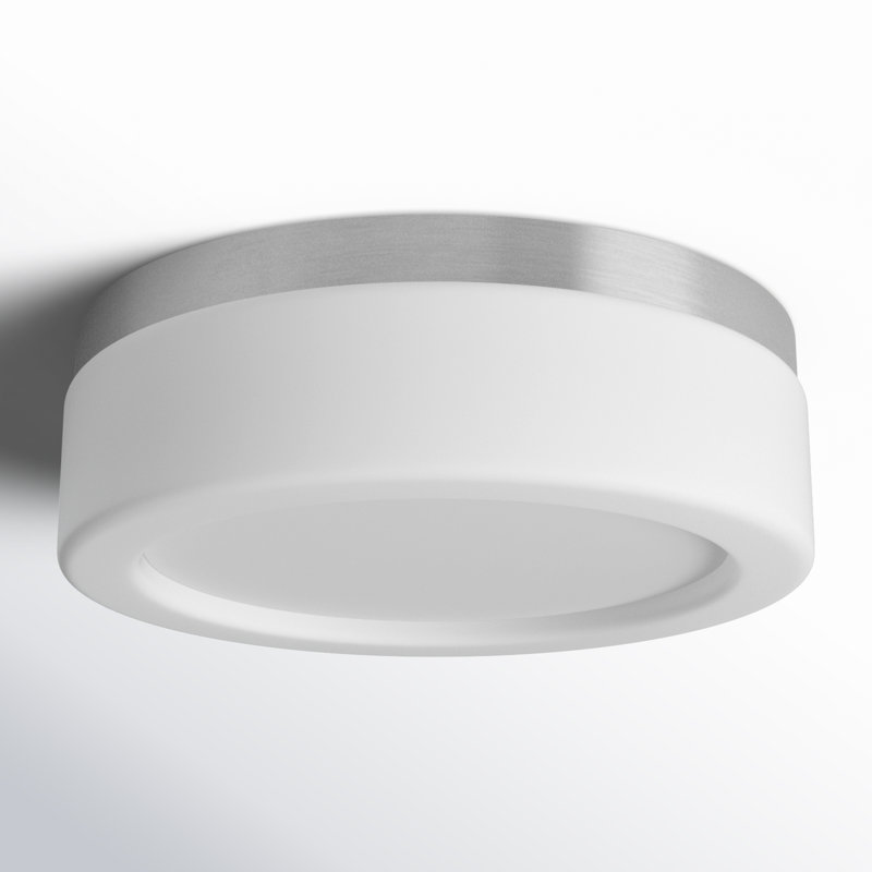 Helmes Single Light Glass LED Flush Mount, Brushed Nickel