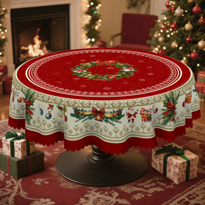 Nappe lavable en polyester avec motif de couronne de Noël