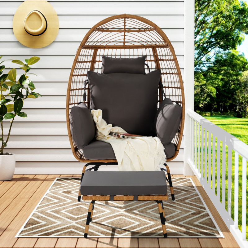 Wicker Egg Chair, Dark Grey/Natural