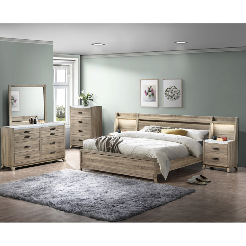 Lit grand format artisanal avec finition en bois naturel, style rustique moderne pour cadre de chambre à coucher en bois,
