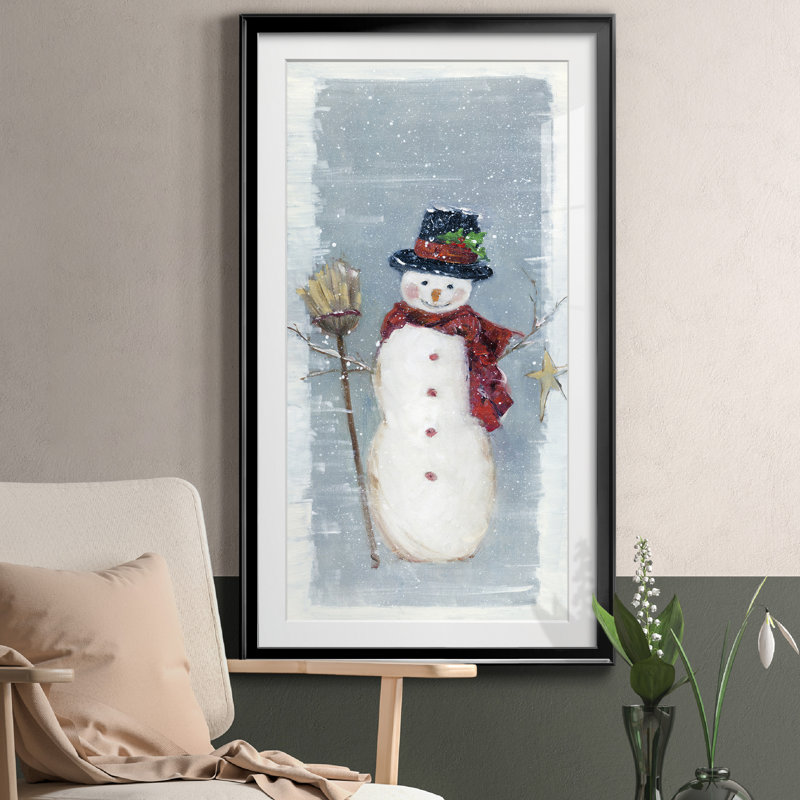 «Primitive Snowman II», reproduction d'art graphique sur papier encadrée, H 14,5 po x l 26,5 po x P 1,5 po, Cadre noir